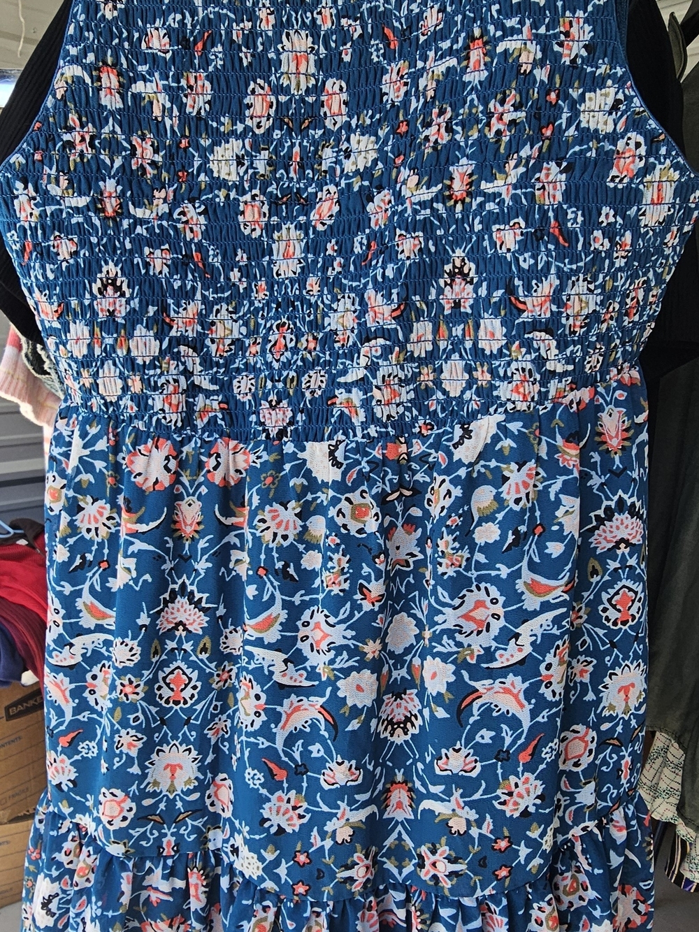 Princess Vera Wang Blue Floral Smocked Dress with Pink Accents